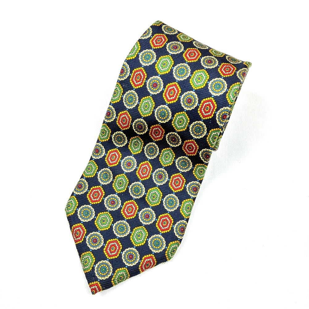 Guido Couello Torino Silk Tie VTG Medallion Made in Italy